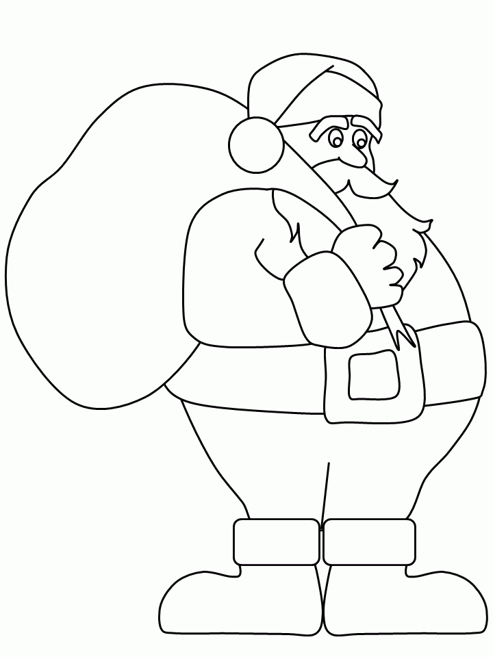 Święty Mikołaj z workiem kolorowanka do druku